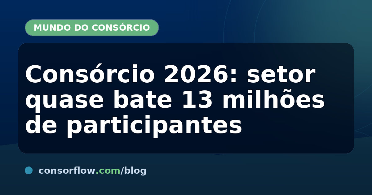 Consórcio 2026: setor quase bate 13 milhões de participantes