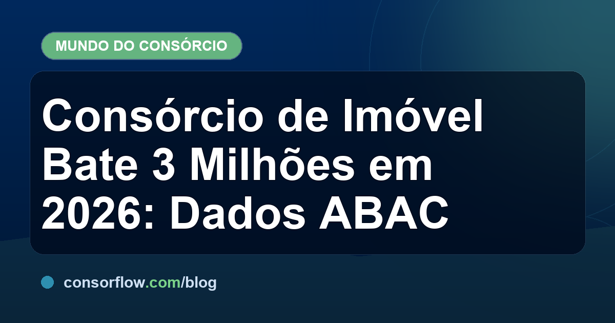 Consórcio de Imóvel Bate 3 Milhões em 2026: Dados ABAC